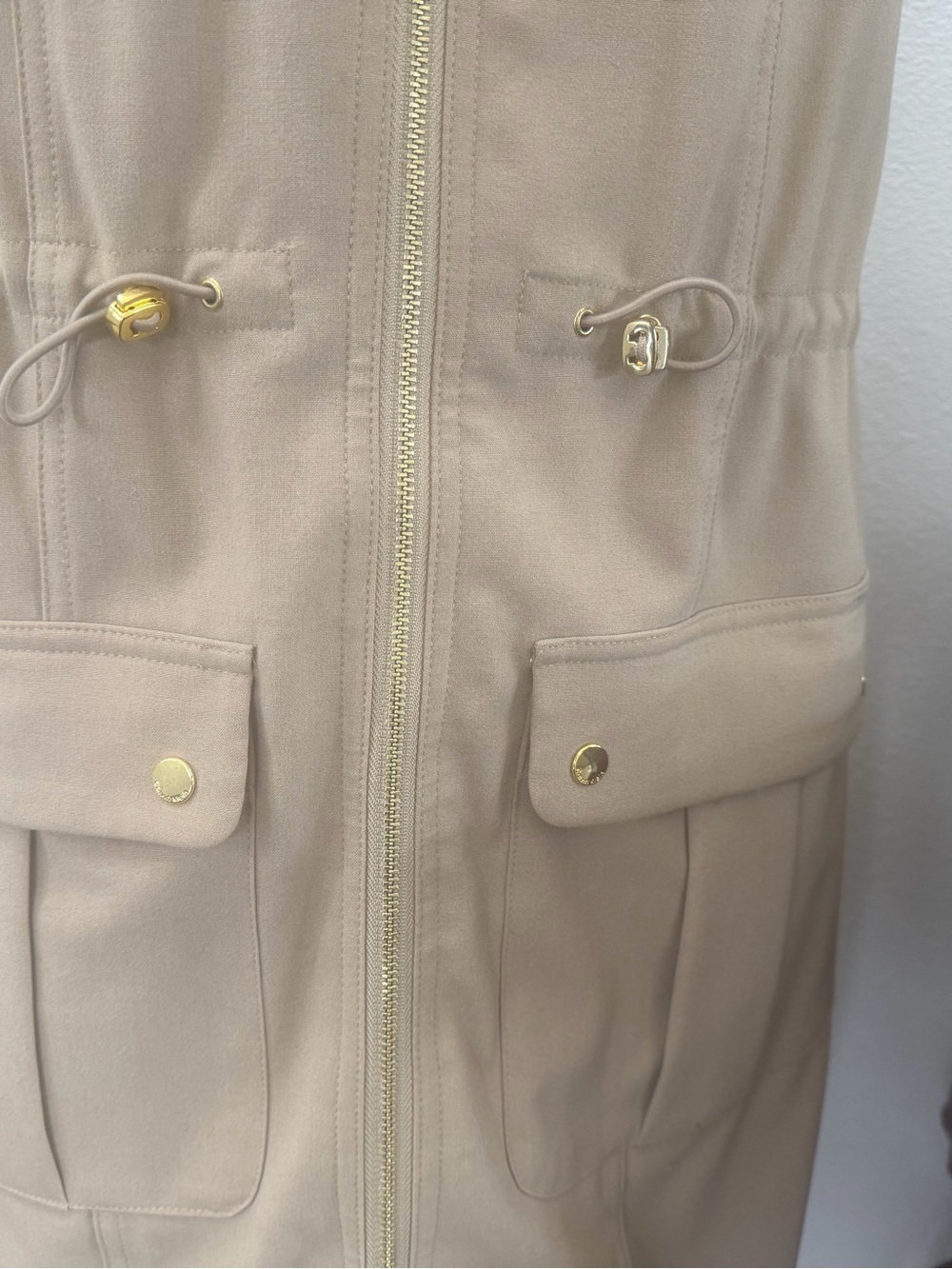 Calvin Klein Sleeveless Khaki Utility Shift Dress - Picture 4 of 7